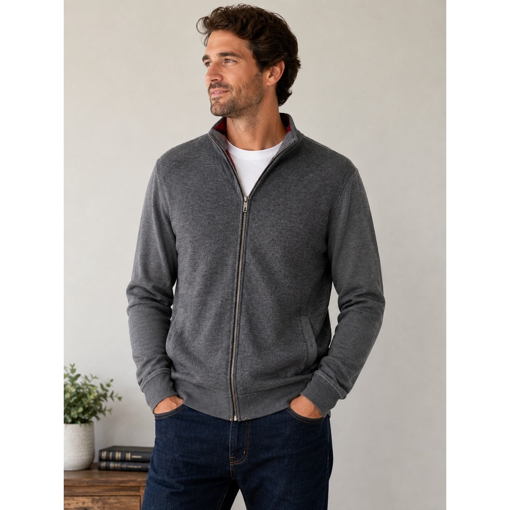 Ted Baker London Mens Bonfyre Full Zip Textured Jacket Grey Size 5 XL 245579